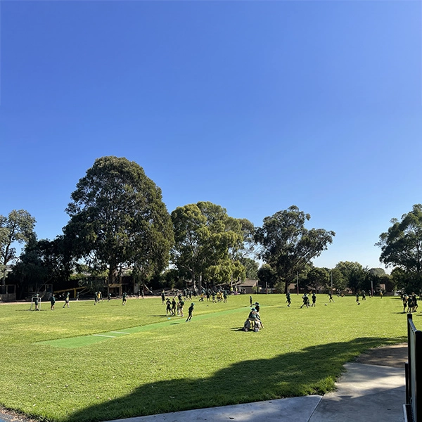 School children playing on Renovated oval