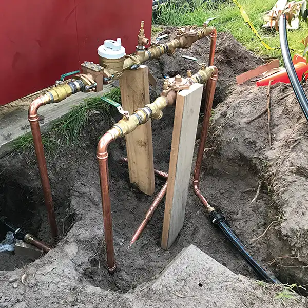 Irrigation setup with custom plumbing. Oval renovation services for schools in Victoria